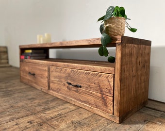 Reclaimed solid wood TV unit with drawers | Rustic | Handmade | Console table | Media unit