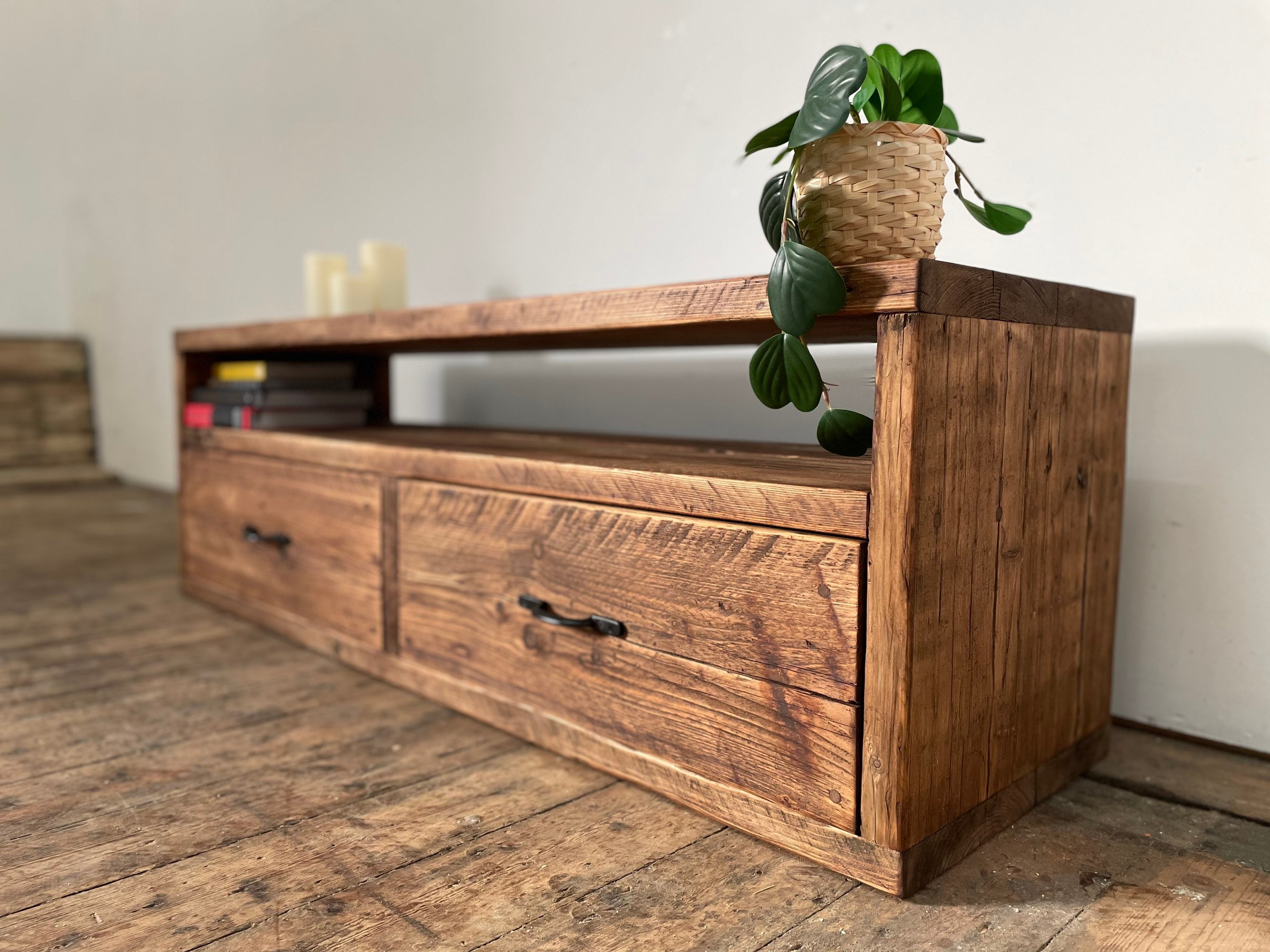 Recycled timber 2024 tv unit