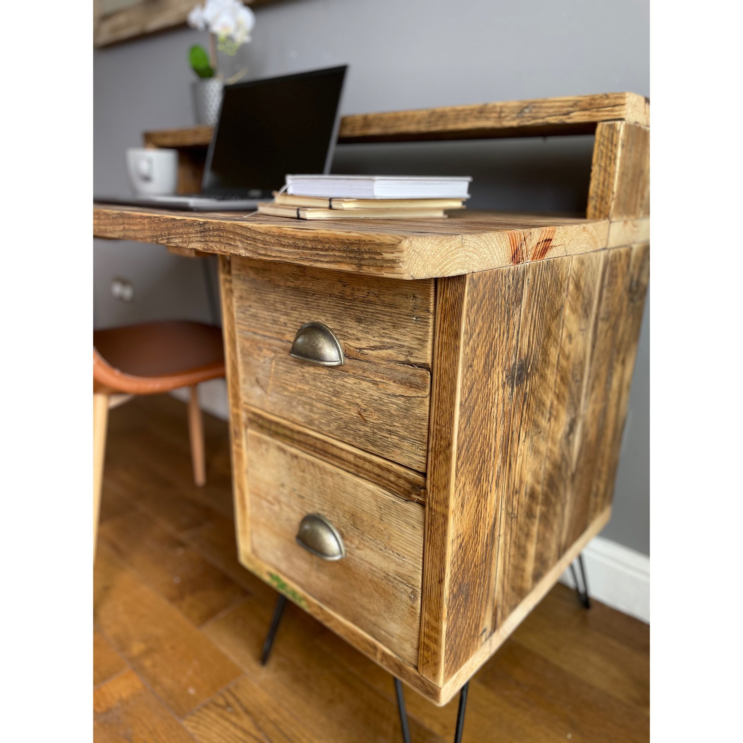 Wood Desk With Drawers, Industrial Desk, Home Office Desk, Antique Sty –  Strong Oaks Woodshop