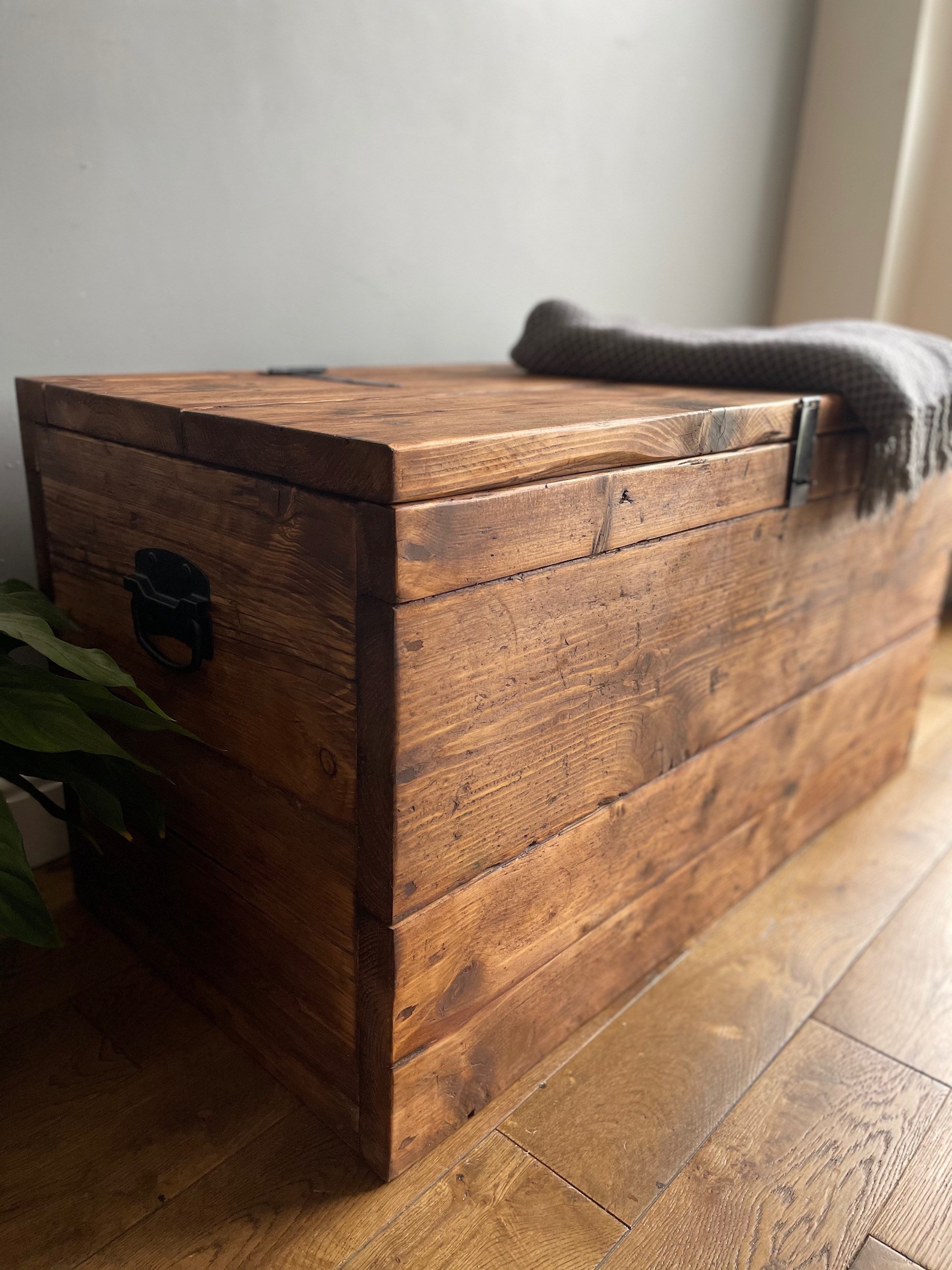 Reclaimed Solid Wood Blanket Box Ottoman Storage Rustic Etsy UK — free download