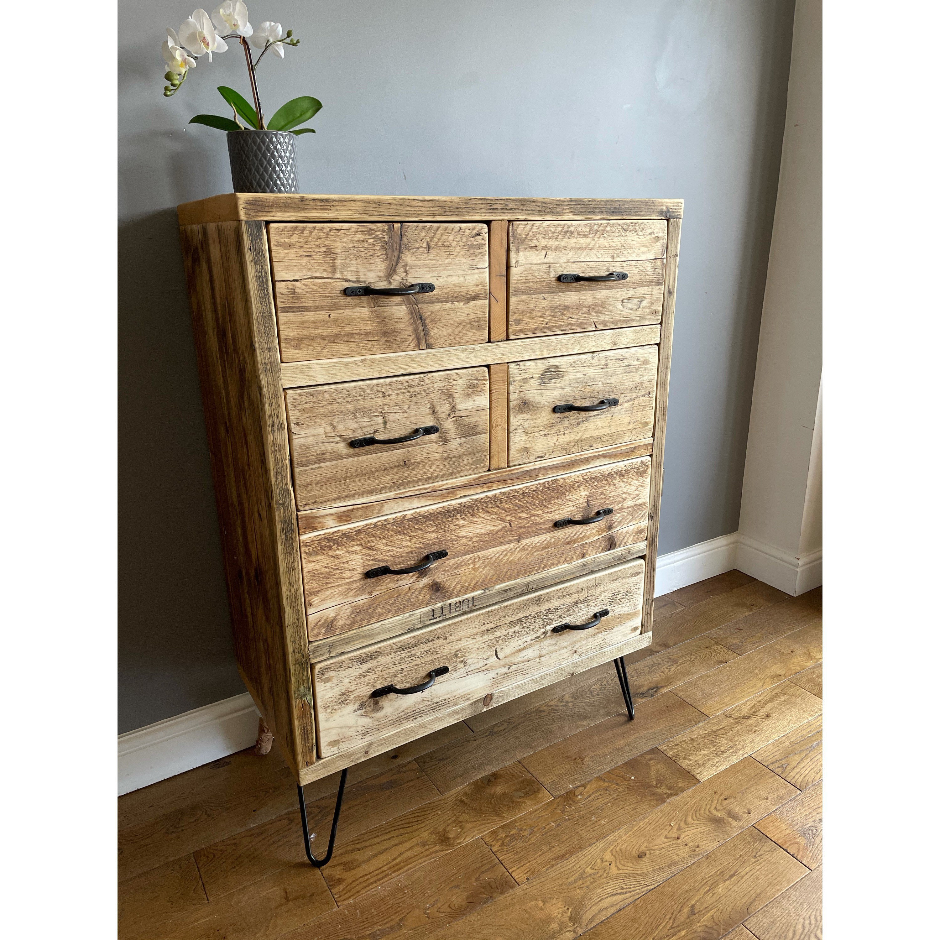 Reclaimed wood chest of cheap drawers