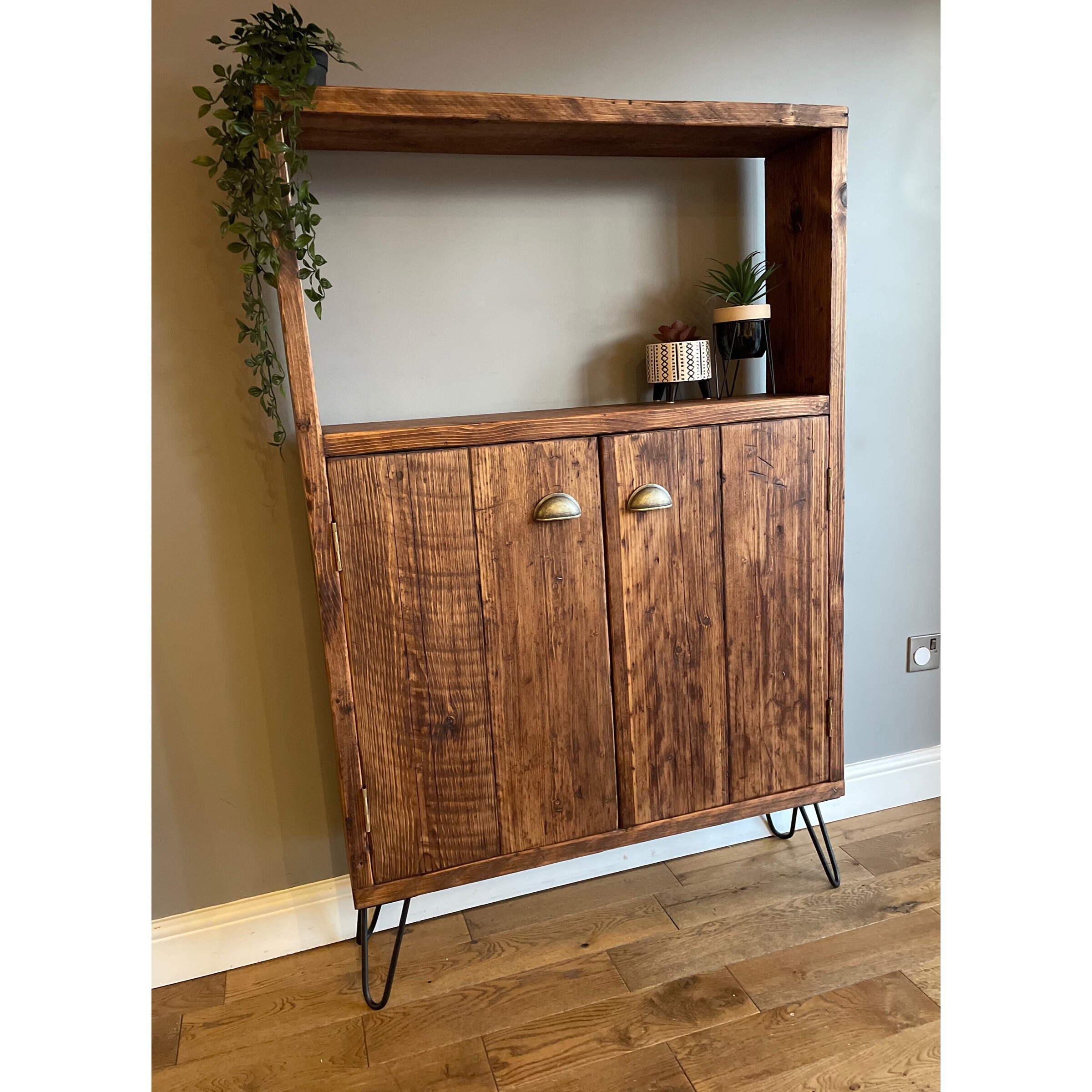 Reclaimed wood outlet drinks cabinet
