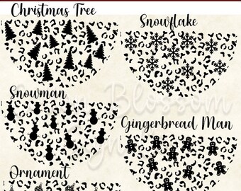 Leopard Print Christmas Half Round Bundle|SVG Only