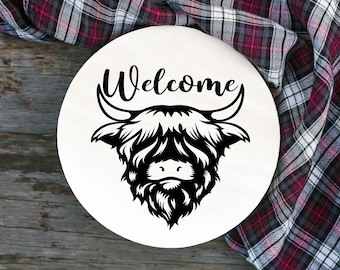 Highland Cow Welcome SVG