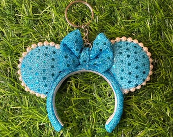 Mini Minnie Mouse Ears Headband Keychain –  Bag Charm, Theme Park Accessory