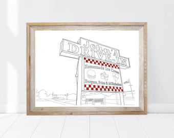 John&#39;s Drive-in Montauk Print