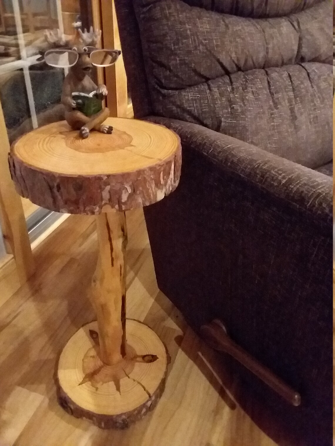 Rustic Pine Wood Small Side Table Etsy
