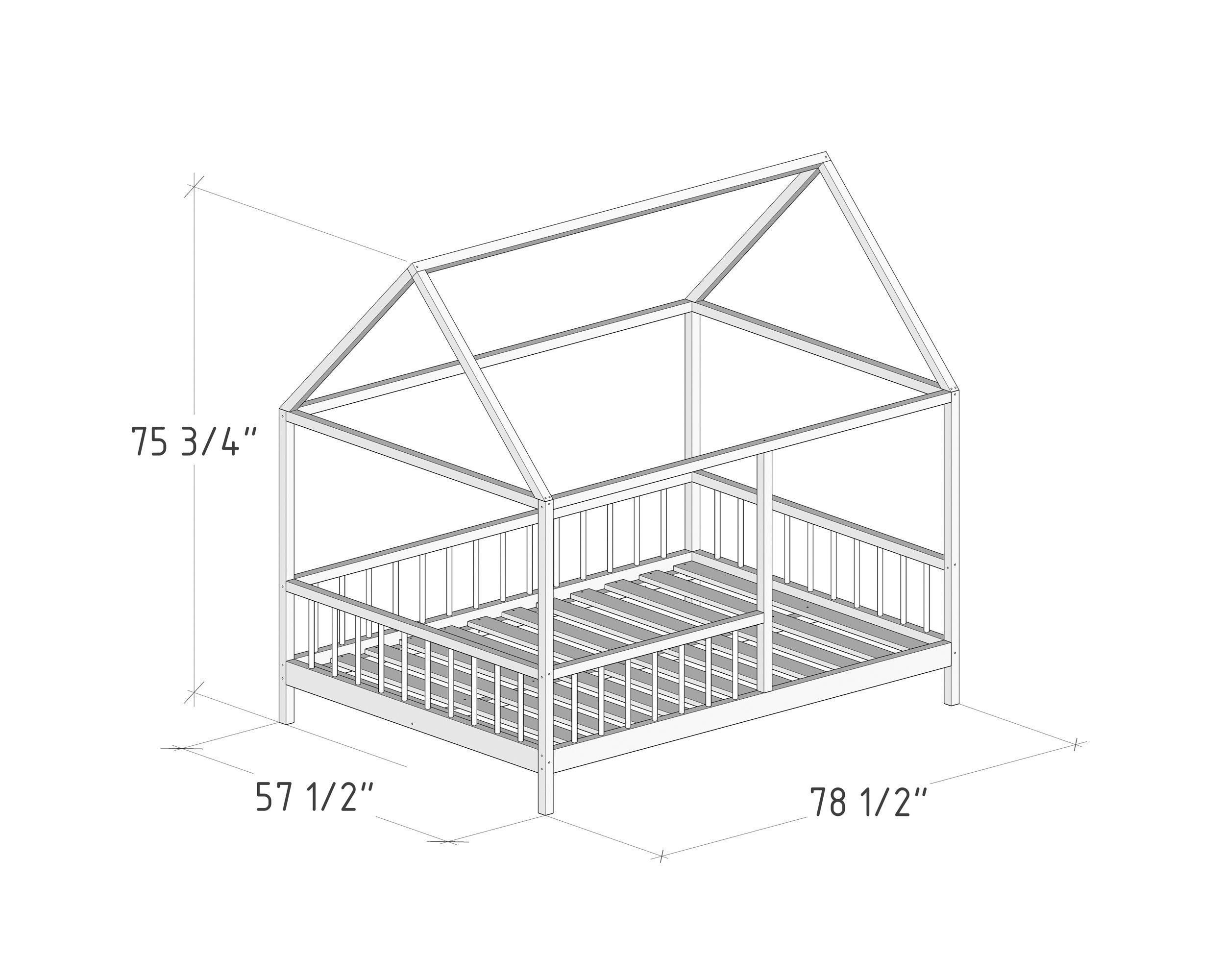 Toddler House Bed Plans Full Size DIY PDF Etsy