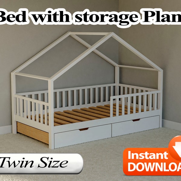 Twin Bed Plan, With Storage, PDF, DIY