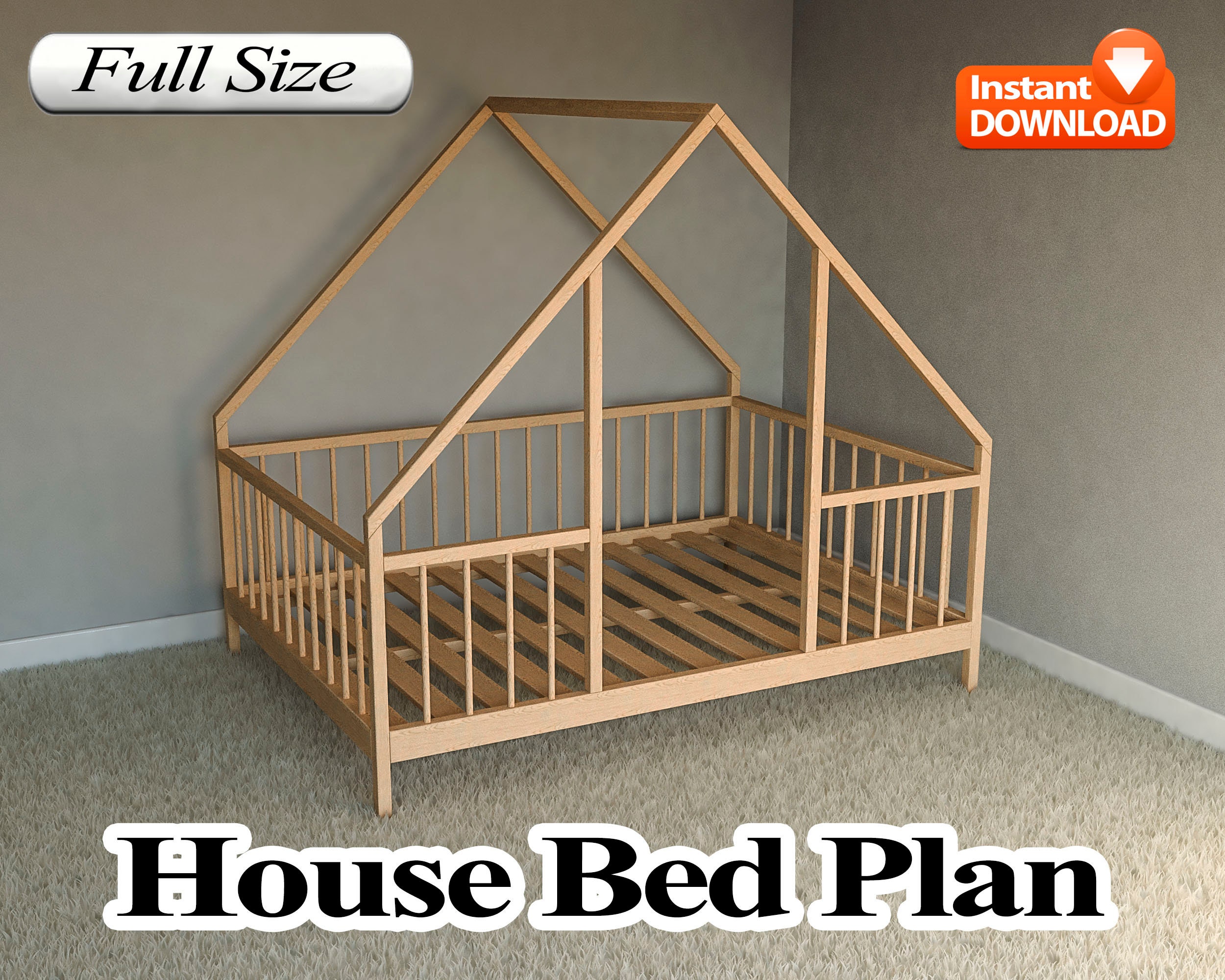 Montessori House Bed Plan Full Size PDF DIY Etsy UK