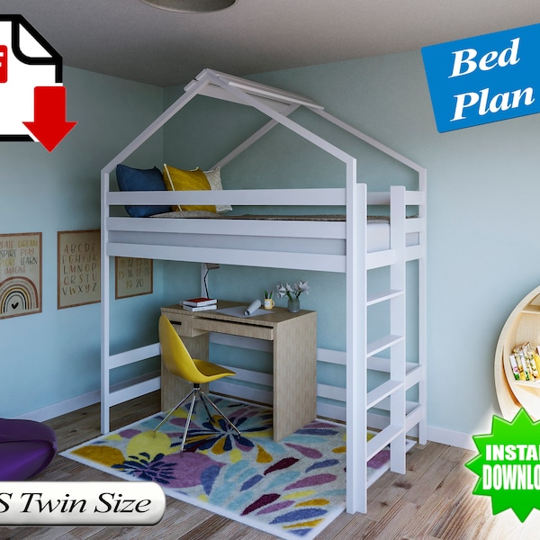Loft Bed Plan, Twin Size, PDF, DIY
