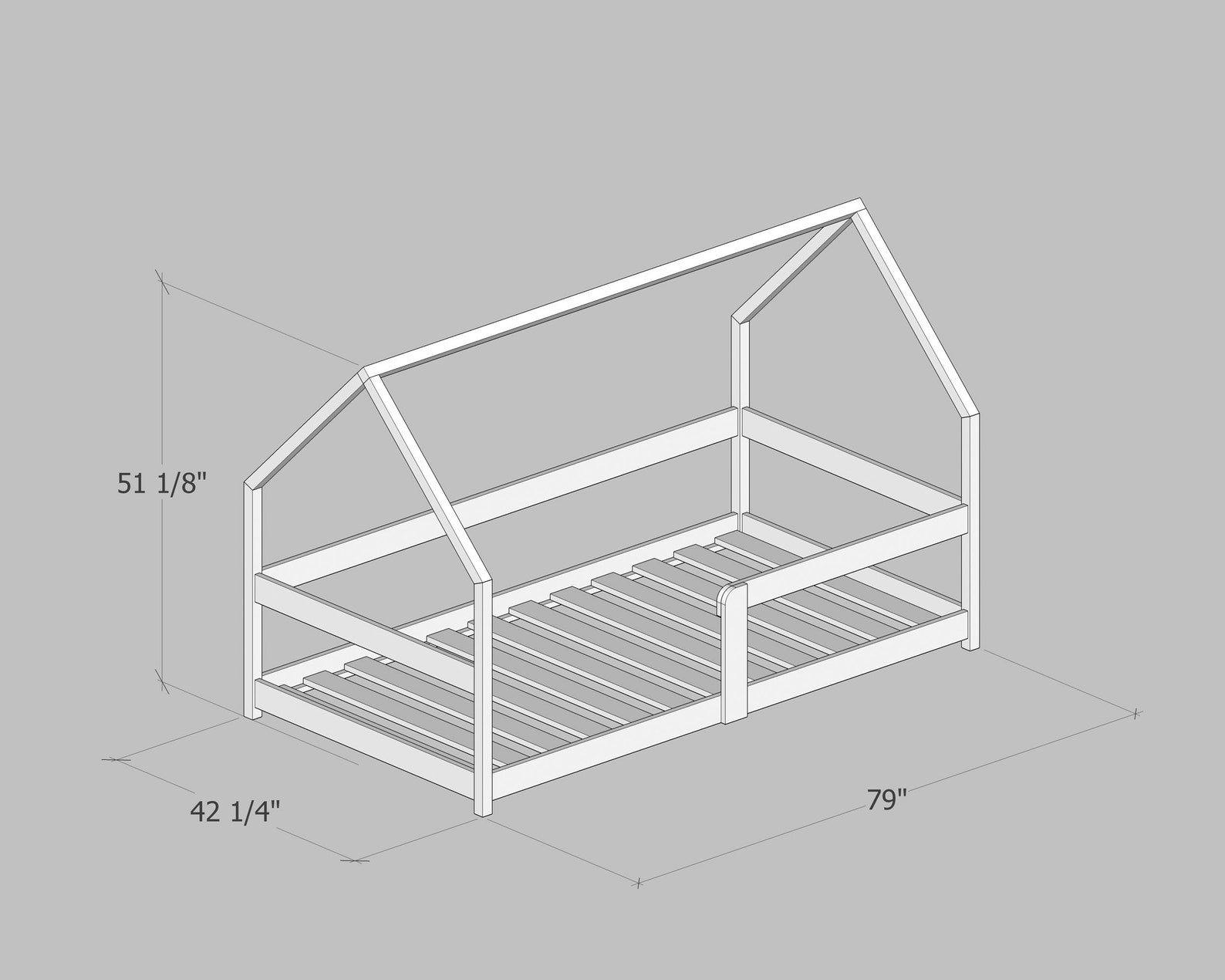 Montessori Bed Plan Twin Size House Bed for Kids DIY PDF Etsy