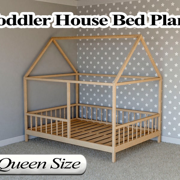 Plans de lit de maison pour tout-petits, Queen Size, DIY, PDF