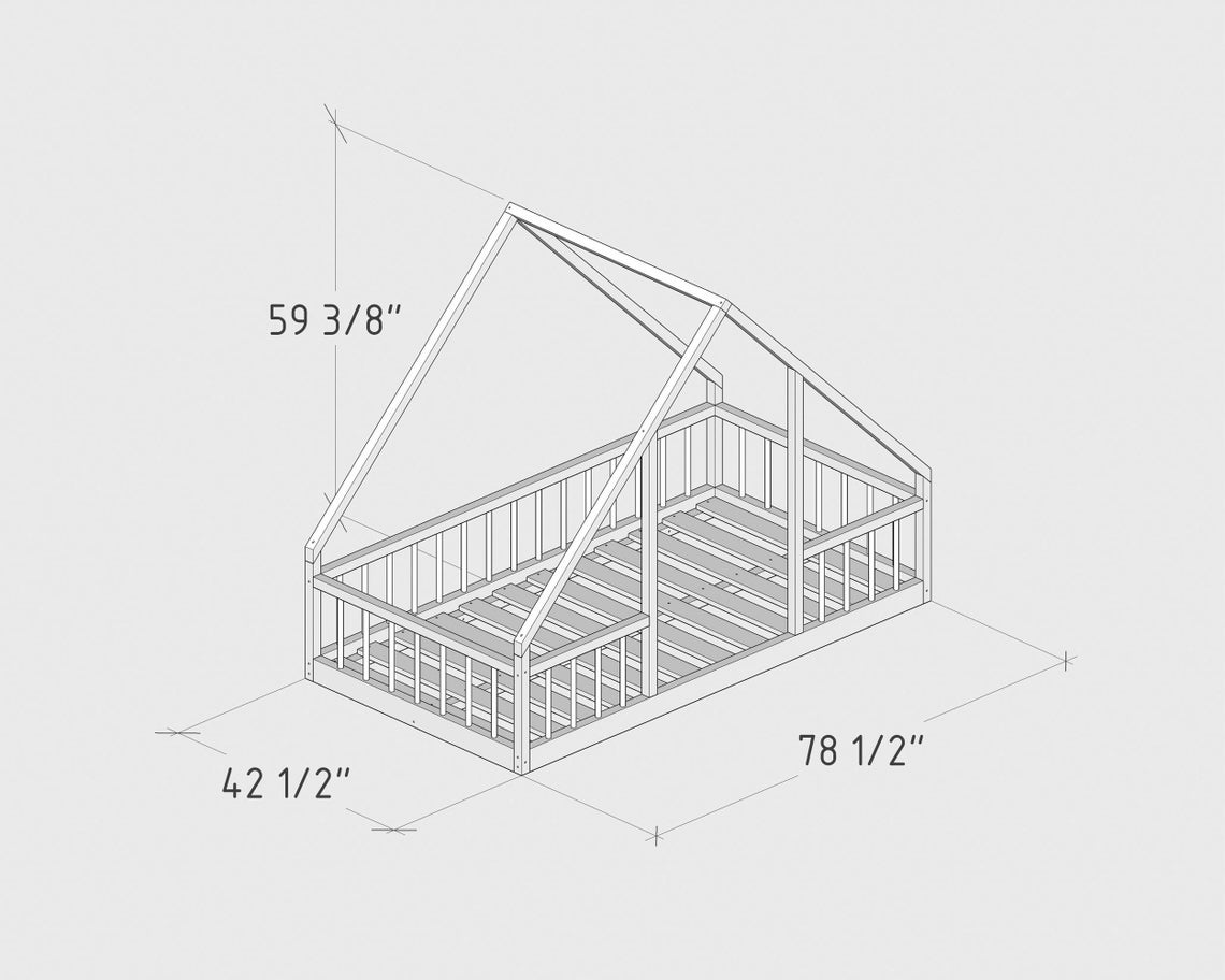 Montessori Floor House Bed Plan Twin Size PDF DIY Etsy