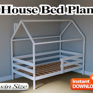 House Bed Plan, Twin Size, PDF, DIY image 1