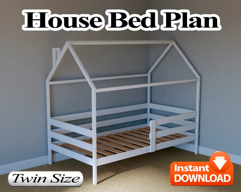 House Bed Plan, Twin Size, PDF, DIY image 1