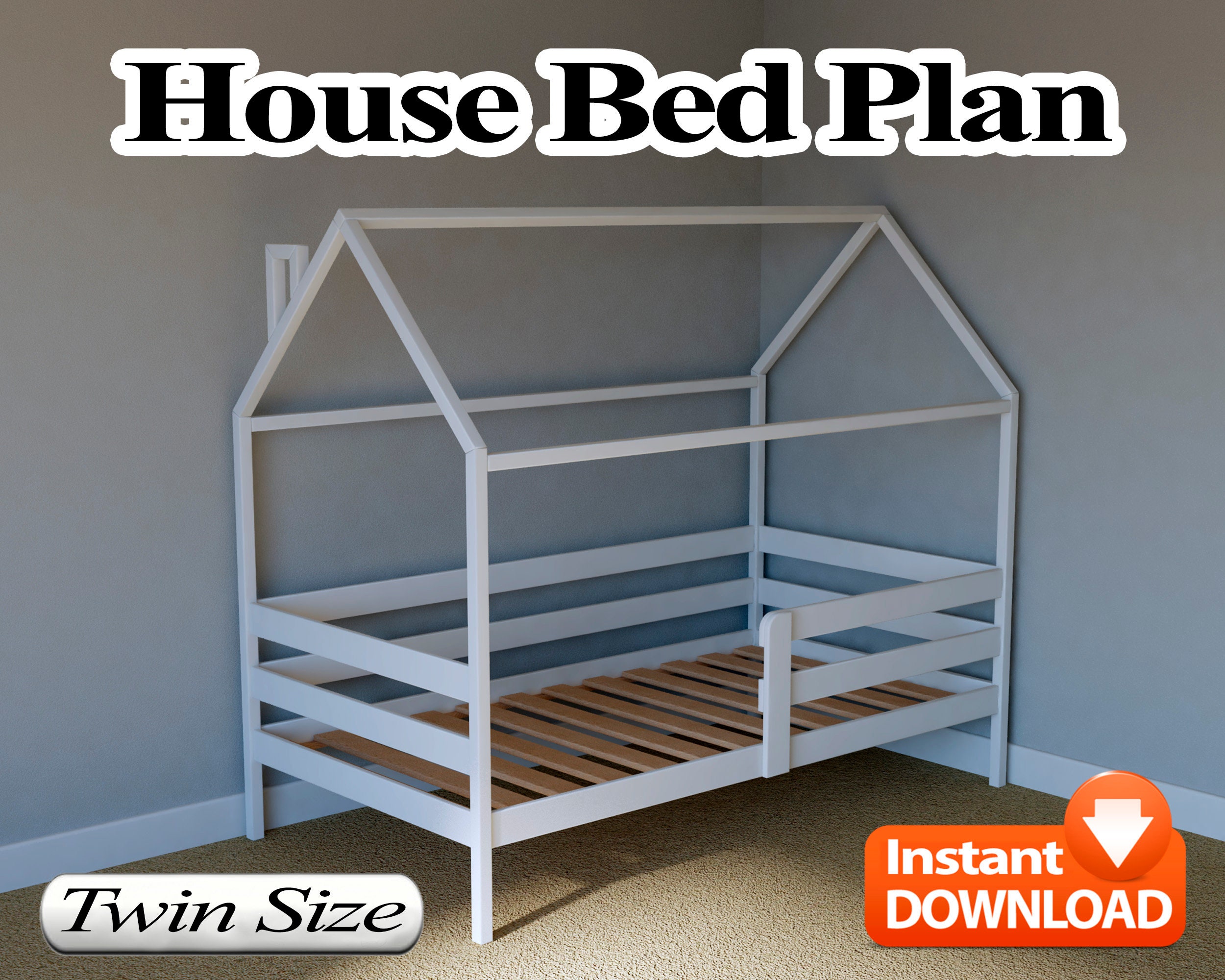 House Bed Plan Twin Size PDF DIY Etsy España