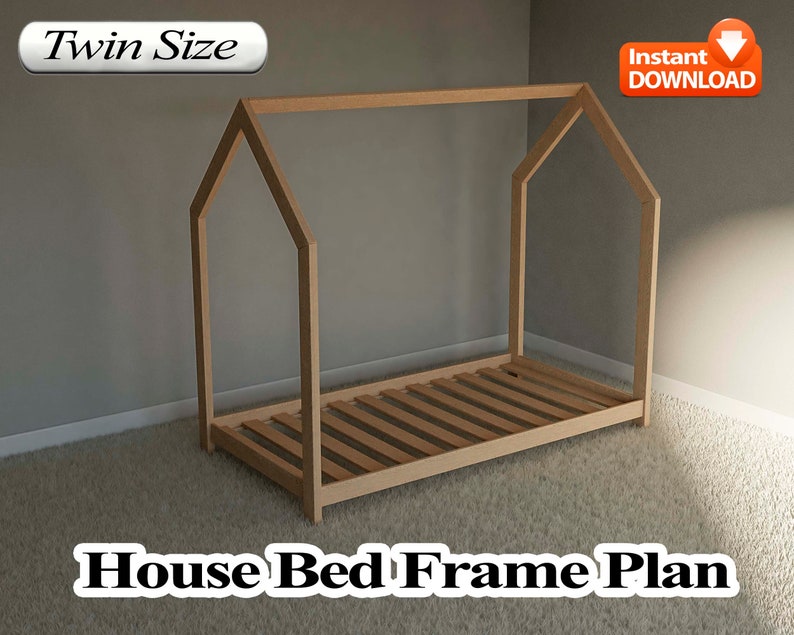 House Bed Frame Plan Twin Size DIY PDF Etsy