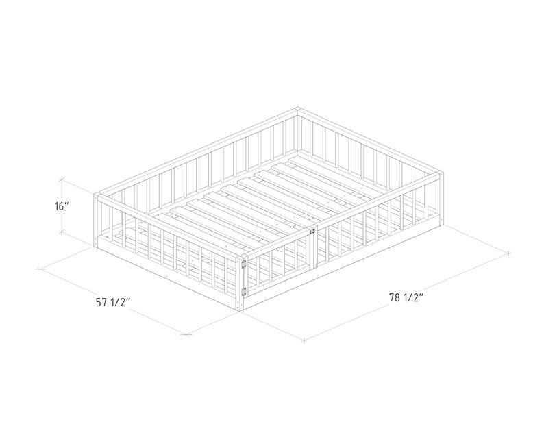 Montessori Floor Bed Plan Full Size With Slats PDF DIY Etsy