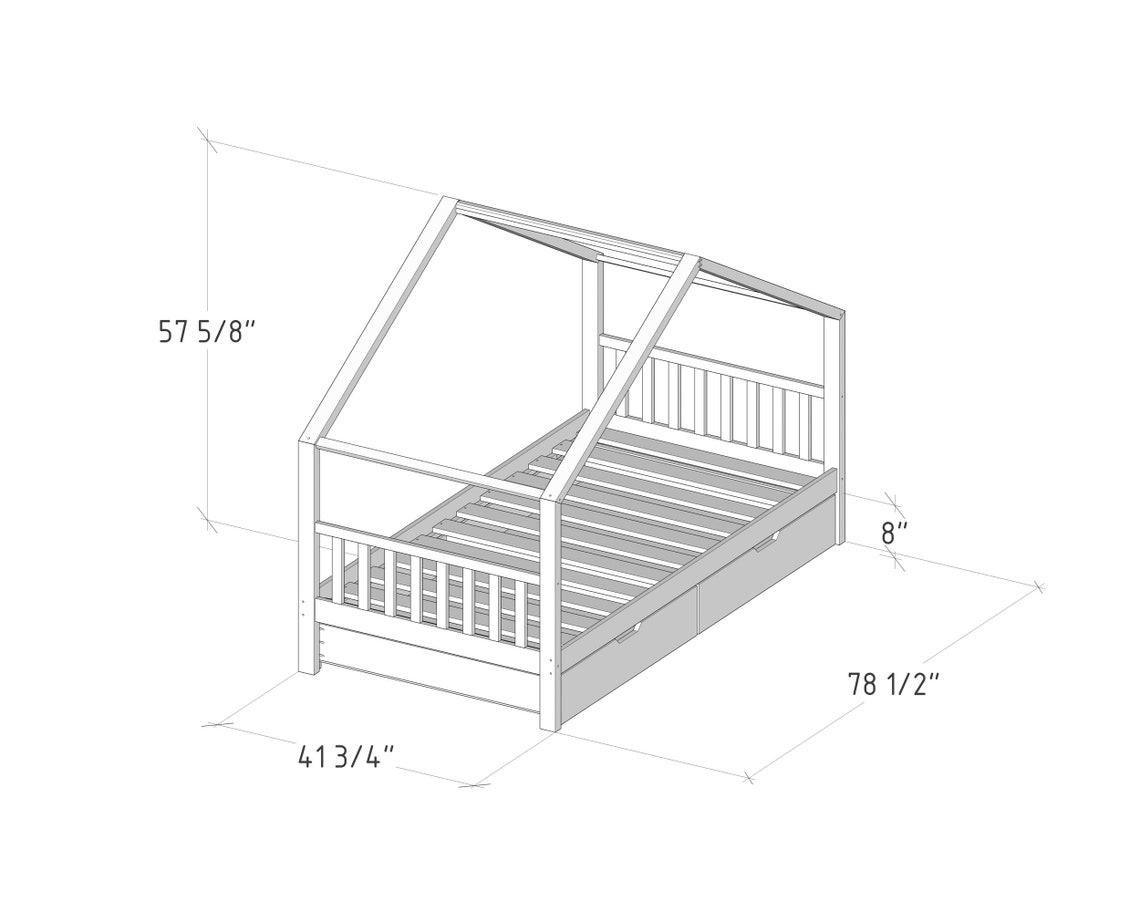 Twin Bed Plan With Storage PDF DIY Etsy