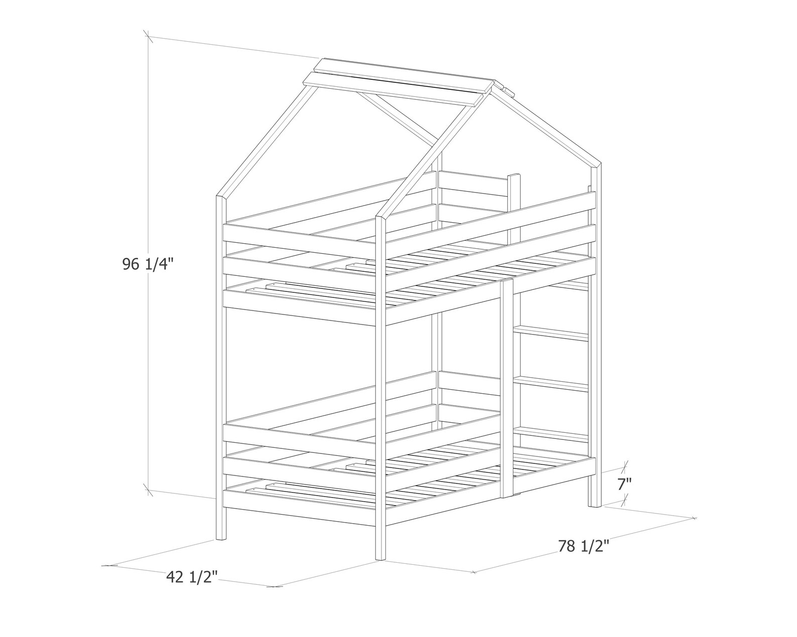 Loft Bunk Bed Plan Twin Size PDF DIY Etsy