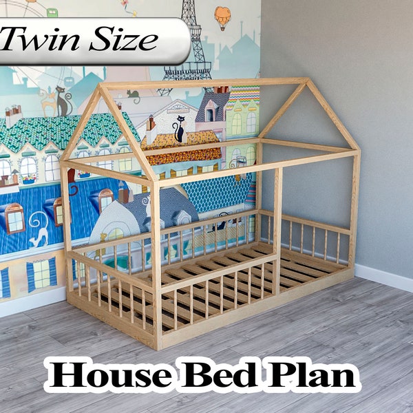 House Bed Plan, Twin Size, DIY, PDF