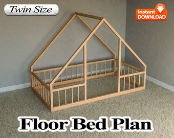 Montessori Floor House Bed Plan, Twin Size, PDF, DIY