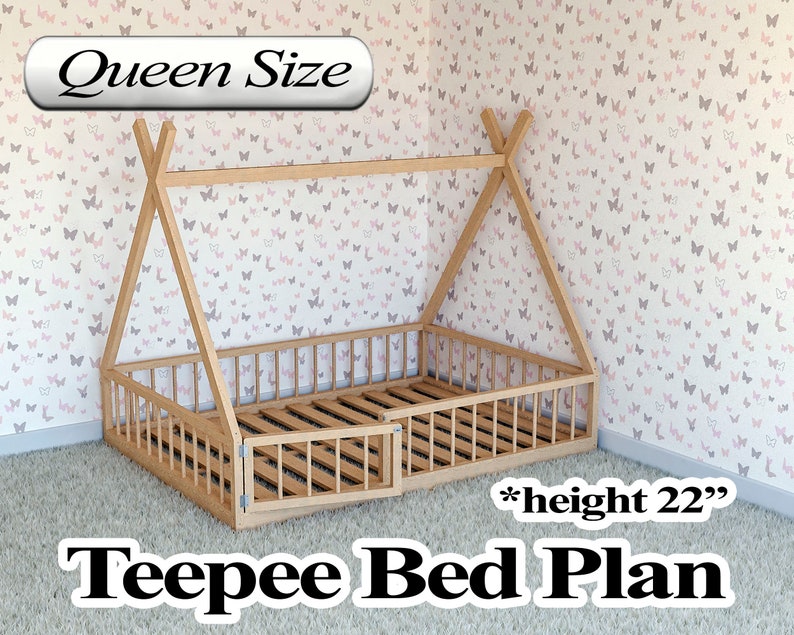 Montessori Floor Bed Plan Queen Size PDF DIY Etsy