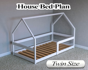 Montessori Bed Plan, Twin Size, House Bed for Kids, DIY, PDF