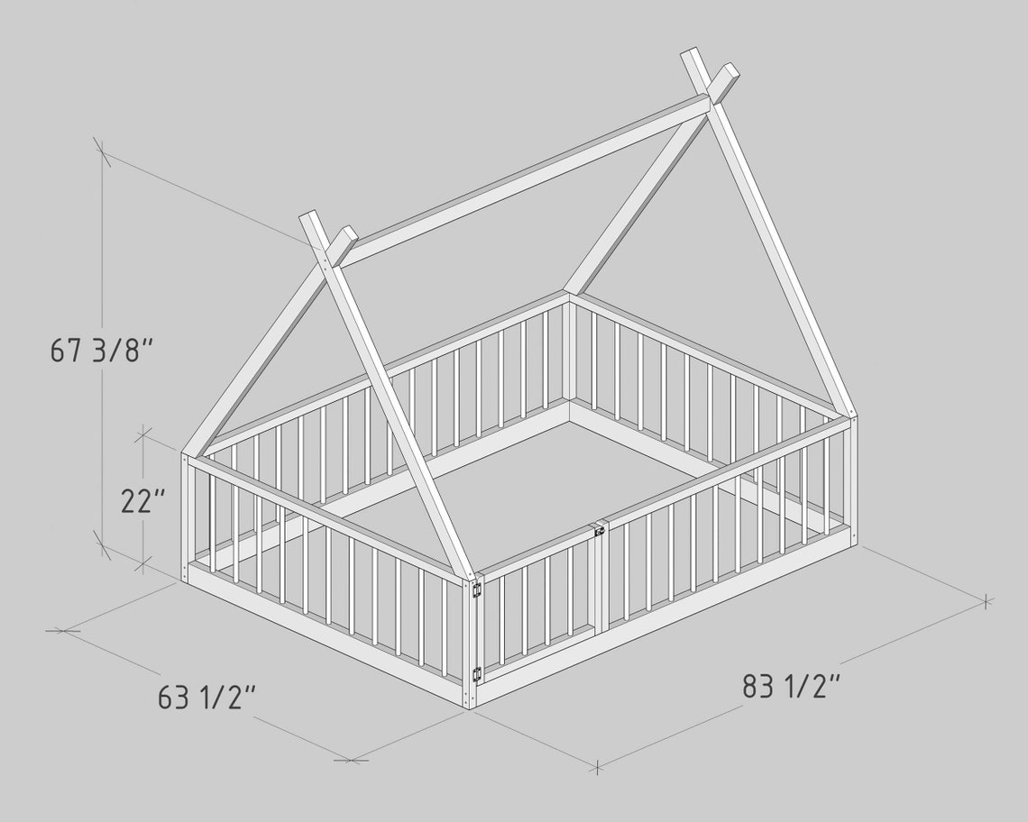 Montessori Floor Bed Plan Queen Size PDF DIY Etsy