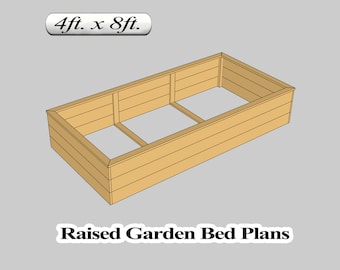 Raised Garden Bed Plans, 4 ft. x 8 ft., PDF, DIY