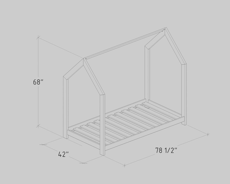 House Bed Frame Plan Twin Size DIY PDF Etsy