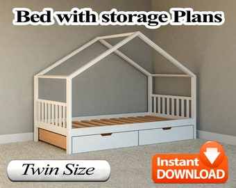 Twin Bed Plan, With Storage, PDF, DIY