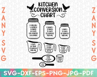 Tabla de conversión de cocina svg archivo para cricut svg hoja de trucos de cocina signo de cocina svg organización de cocina svg cocina svg decoración de cocina svg