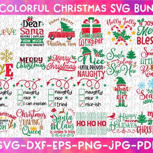 Coloré Noël Svg Bundle Christmas Designs ChristmasFiles pour Cricut Noël Png Christmas Cut Files Christmas Quote Svg Santa Svg