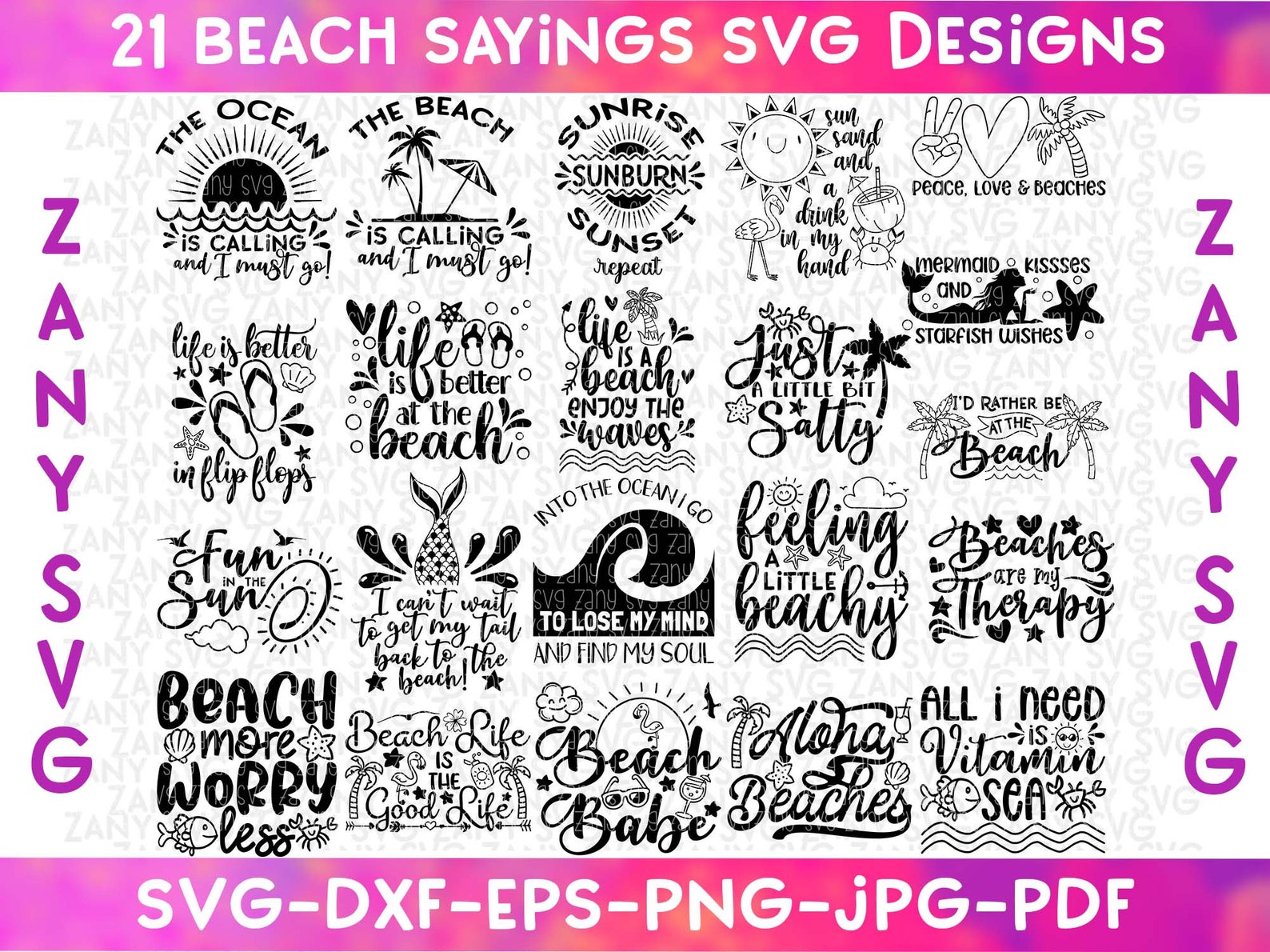 Beach Svg Bundle Summer Svg Files for Cricut Water Svg Mermaid Svg Sun ...