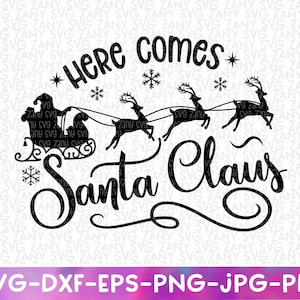 Hier komt santa claus svg bestanden voor cricut bestanden santa png afdrukbaar silhouet vrolijk kerstfeest svg kerst clip art kerst decor svg
