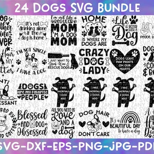 24 Honden Svg Bundel Hond Svg Bestanden voor Cricut Dogs Make Me Happy Peace Love Dogs Svg Hondenliefhebbers Svg Schattige Honden Svg Grappige Hond Svg Png Afdrukbaar