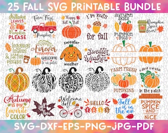 Fall Svg Bundle Autumn Bundle Svg Cut File Cricut Silhouette Png Pumpkin Svg Designs Autumn Svg Thanksgiving Svg Hello Fall Happy Fall Sign