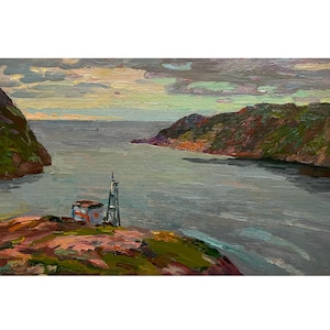 Vintage 1980s Original Oil Painting – Seashore Landscape - Impressionist Seascape - One of a kind Artwork by Ukrainian Artist Solodovnikov