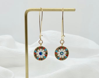 Exquisite Sparkly Earrings Dangling with Flower Pattern Drop