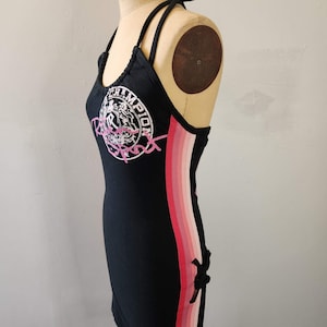 Cute mini dress, Vintage 90s early 2000, Original Dress Brand Rufen, Cotton jersey dress, Black and Pink Alter dress, Bodycon mini dress