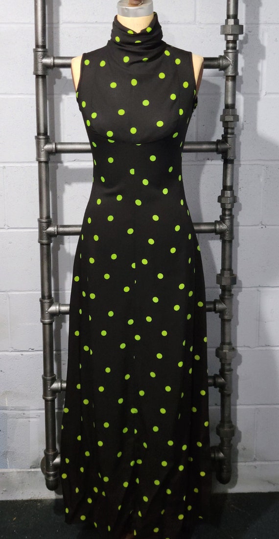 Polka dot long dress, Vintage 1980's or earlier, L