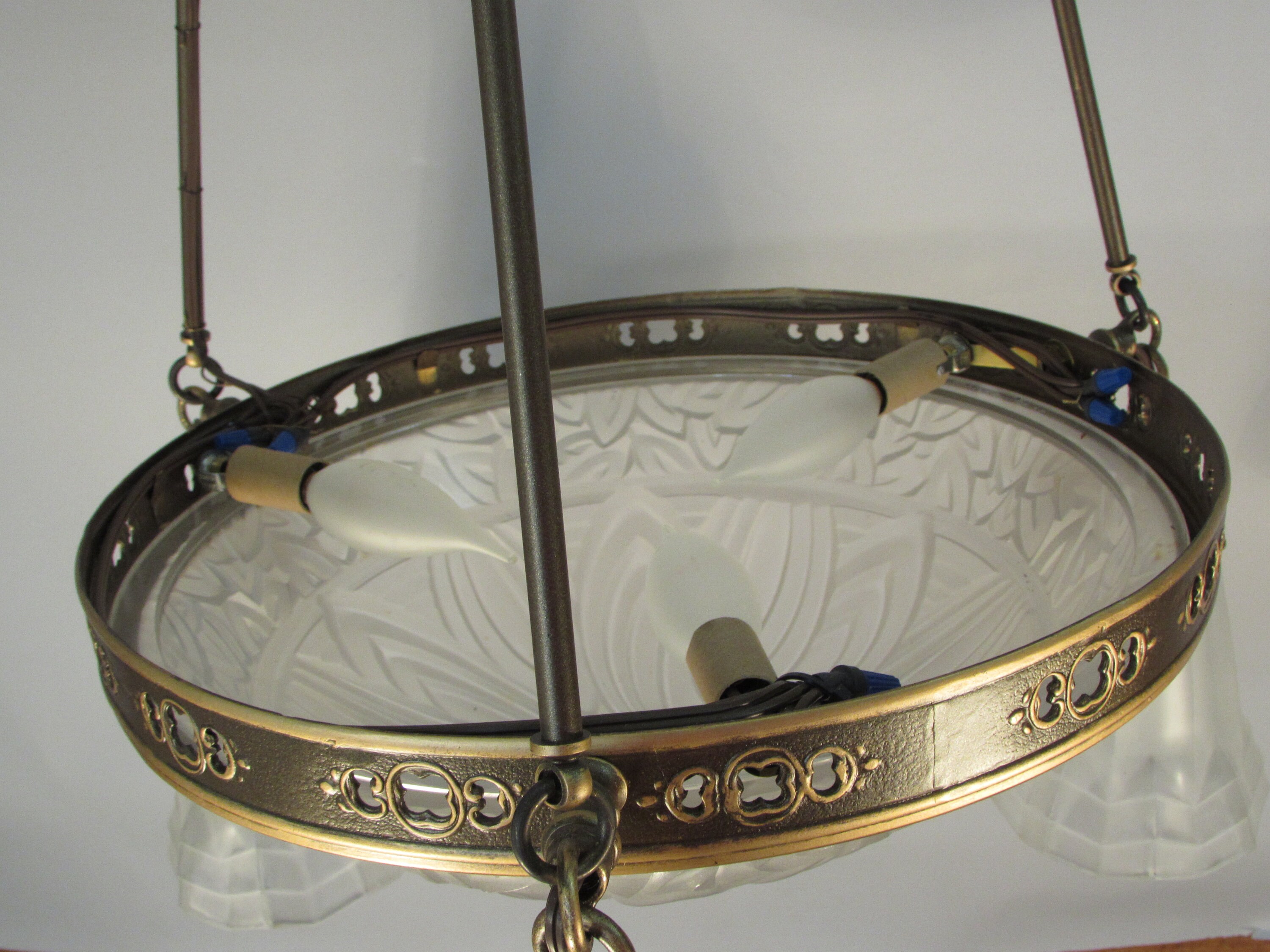 French Art Deco Fixture 1920's -- Rare Find -- Rewired