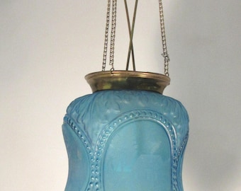 Antique Victorian Hall Light -- Blue -- Original Condition -- Not Electrified -- Rare Find -- Stunning