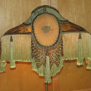 Victorian Lampshade Handmade -- Beautifully made in shades of green, black and gold