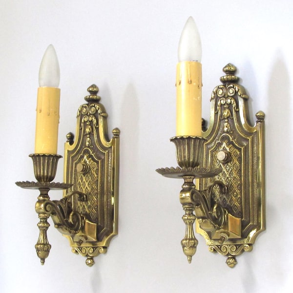 Heavy Brass Candle Sconces -- Dates to 1920-1930