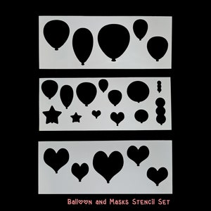 Slimline ballonachtergrond stencilset (3 stuks) plus maskers. Voor het maken en knutselen van kaarten.