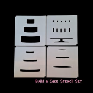 Bouw een cakestencilset. Herbruikbare mylar, 4-delige set. Voor kaarten maken, scrapbooken, knutselen en alle gelegenheden.