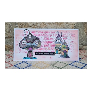 Carta Slimline fatta a mano: Fairy New Home. Compleanno, Anniversario, Pagano, Nuova Casa, Ogni Occasione. Spedizione gratuita nel Regno Unito.